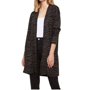 Sanctuary Long Cardigan With Dark Zebra Stripes